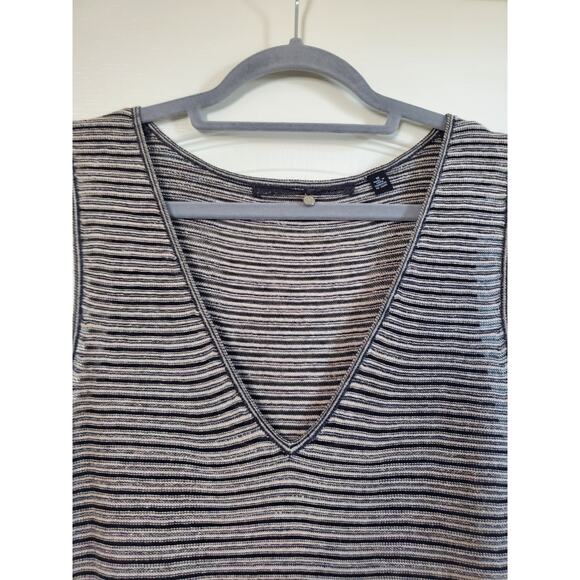 Knitted & Knotted Silver Stripe Chevron Wool Blend Sleeveless Midi Dress Medium - Picture 4 of 14